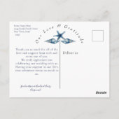 Beach Wedding Seashell und Rose Foto Vielen Dank Postkarte (Rückseite)