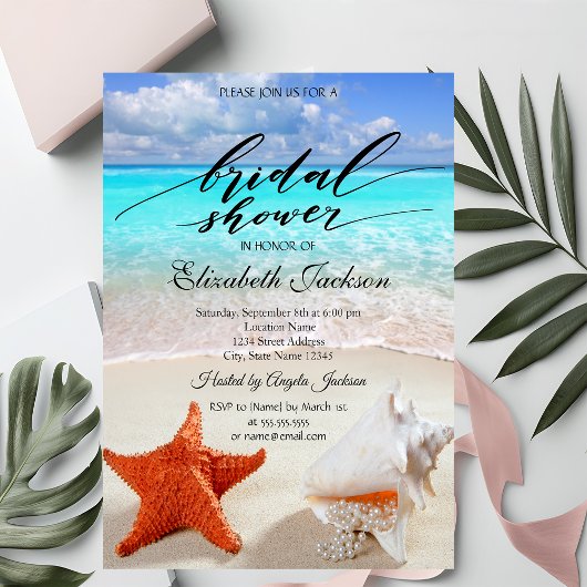 Beach Wedding Seashells Brautparty Einladung