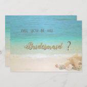 Beach Wedding Seashells Bridesmaid Card Einladung (Vorne/Hinten)