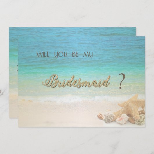 Beach Wedding Seashells Bridesmaid Card Einladung (Vorne/Hinten)