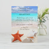 Beach Wedding Seashells Empfang Einladung (Stehend Vorderseite)