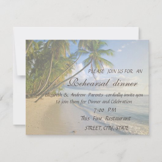 Beach Wedding Seashells Probe Dinner Einladung (Vorderseite)