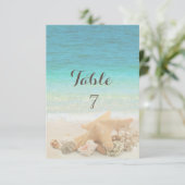 Beach Wedding Seashells Table Card Einladung (Stehend Vorderseite)