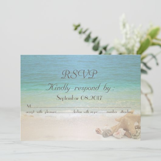 Beach Wedding Seashells UAWG Einladung (Stehend Vorderseite)