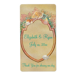 Beach Wedding Seashells Wein /Water Labels