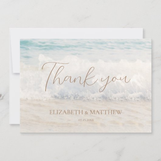 Beach Wedding Seaside/Oceanside Thank You Card Dankeskarte (Vorderseite)