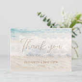 Beach Wedding Seaside/Oceanside Thank You Card Dankeskarte (Stehend Vorderseite)