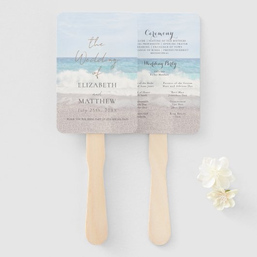 Beach Wedding Seaside/Oceanside Wedding Program Fächer (Vorne und Hinten)