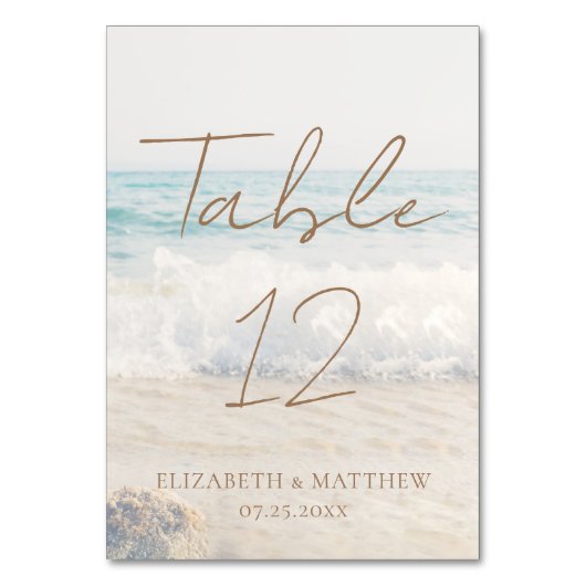 Beach Wedding Seaside/Oceanside Wedding Tischnummer (Rückseite)