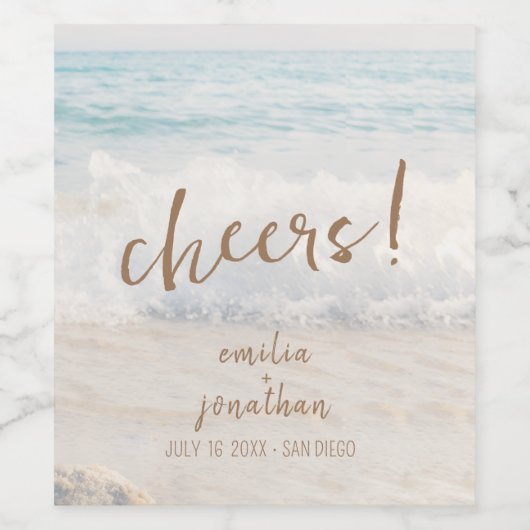 Beach Wedding Seaside/Oceanside Wedding Weinetikett (Einzelnes Label)