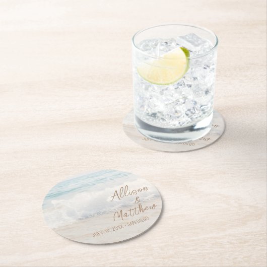 Beach Wedding | Seaside Wedding Runder Pappuntersetzer (Vor Ort)