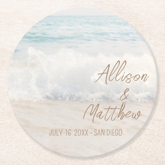 Beach Wedding | Seaside Wedding Runder Pappuntersetzer (Vorderseite)
