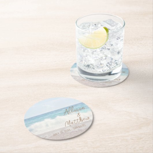 Beach Wedding | Seaside Wedding Runder Pappuntersetzer (Vor Ort)