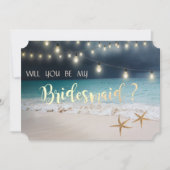 Beach Wedding Seastars Lights Bridesmaid Card Einladung (Vorderseite)