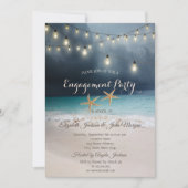 Beach Wedding, Seastars String Lights Verlobung Einladung (Vorderseite)