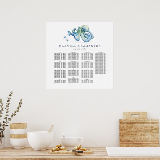 Beach Wedding Seating Chart Templates Poster (Küche)