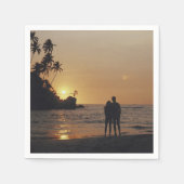 Beach Wedding Silhouette Foto Serviette (Vorderseite)