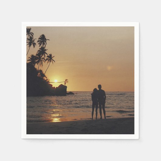 Beach Wedding Silhouette Foto Serviette (Vorderseite)