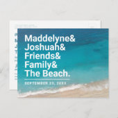 Beach Wedding Simple Ampersand Save the Date Ankündigungspostkarte (Vorne/Hinten)