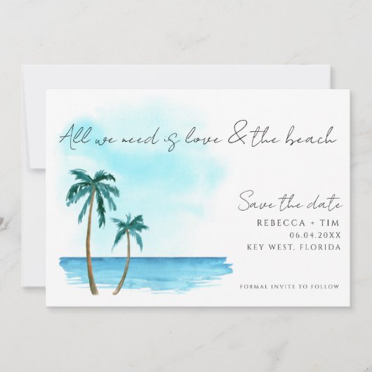Beach Wedding Simple Foto Save the Date (Vorderseite)