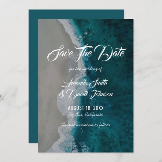 Beach Wedding speichert die Datumskarten Save The Date (Vorne/Hinten)