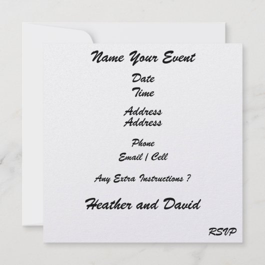 Beach Wedding - SRF Einladung (Rückseite)