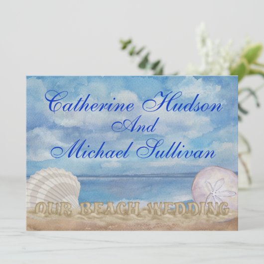 Beach Wedding - SRF Einladung (Stehend Vorderseite)