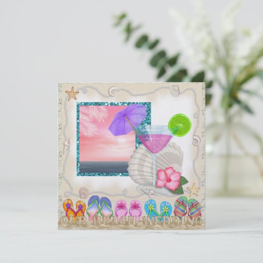 Beach Wedding - SRF Einladung (Stehend Vorderseite)