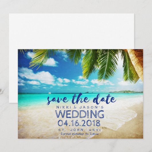 Beach Wedding St. John, USVI Save the Date (Vorne/Hinten)