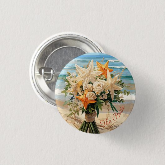 Beach Wedding Starfish Bouquet Button (Vorne & Hinten)