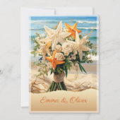 Beach Wedding Starfish Bouquet Einladungskarte Einladung (Vorderseite)