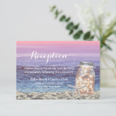 Beach Wedding Starfish & Mason Jar Empfang Einladung (Stehend Vorderseite)