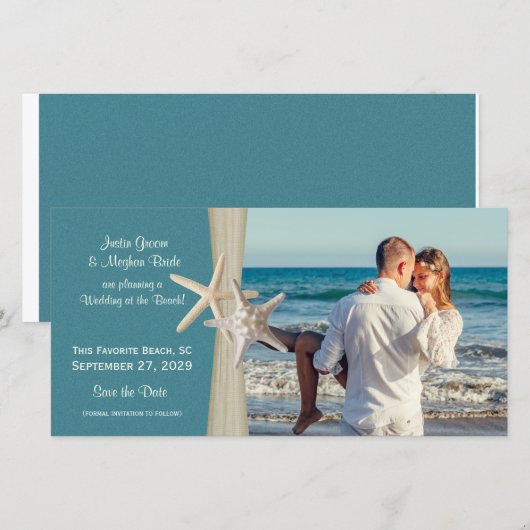 Beach Wedding Starfish Save the Date Foto (Vorne/Hinten)