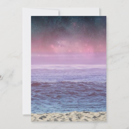 Beach Wedding Starfish String Lights Herz Sunset Einladung (Rückseite)