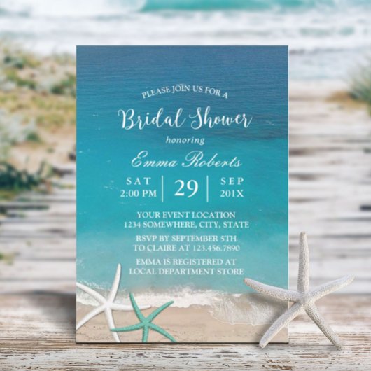 Beach Wedding Starfish Summer Brautparty Einladung