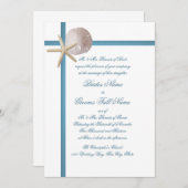 Beach Wedding Starfish und Sand Dollar Blue Einladung (Vorne/Hinten)