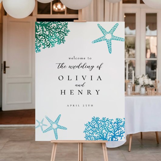Beach Wedding Starfish Welcome Sign Poster