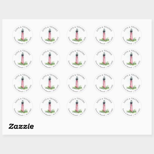 Beach Wedding Stickers Template Lighthouse (Blatt)