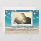 Beach Wedding String Lights mit Foto Einladung (Vorderseite)