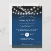 Beach Wedding String Lights Sommernachtsbrise Einladung (Vorderseite)