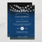 Beach Wedding String Lights Sommernachtsbrise Einladung (Vorne/Hinten)