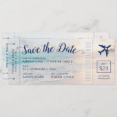 Beach Wedding Sunset Boarding Pass Save the Date Ankündigung (Vorne/Hinten)
