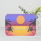 Beach Wedding Sunset Bridesmaid Card Einladung (Stehend Vorderseite)