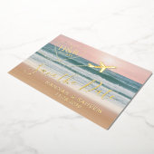 Beach Wedding Sunset Heart Flugzeug Save the Date Folieneinladung (Gedreht)