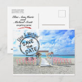 Beach Wedding Sunset Passport Briefmarke Save the  Einladungspostkarte (Vorne/Hinten)