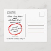 Beach Wedding Sunset Passport Briefmarke Save the  Einladungspostkarte (Rückseite)