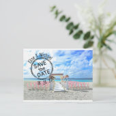Beach Wedding Sunset Passport Briefmarke Save the  Einladungspostkarte (Stehend Vorderseite)