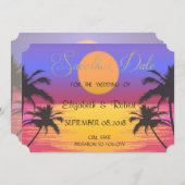 Beach Wedding Sunset Save the Date (Vorne/Hinten)