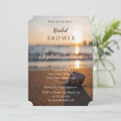 Beach Wedding Sunset Seashell Brautparty Einladung (Stehend Vorderseite)