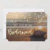 Beach Wedding Sunset Seashell Bridesmaid Card Einladung (Vorderseite)
